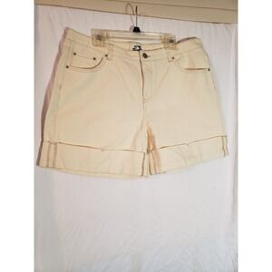 Women's Future Collective Ivory Cuffed Jean Shorts Size 16